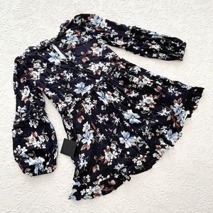 Lulus | Dresses | Nwt Lulus Lovely Blooms Navy Blue Floral Long Sleeve ...